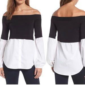 Black and white top.